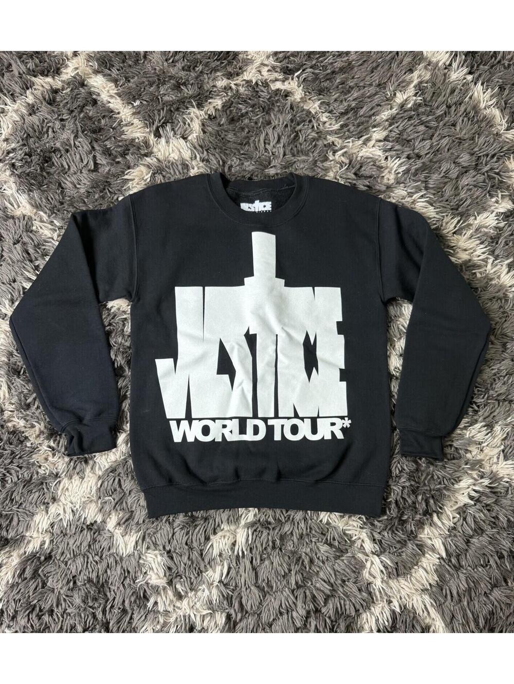 Justin Bieber Justice Tour Sweatshirt Men Small Black Crewneck World Tour Merch
